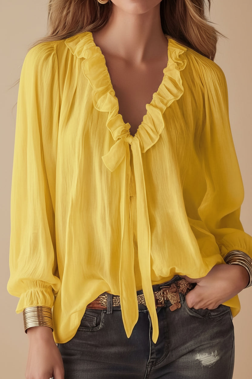 V-Neck Loose-Fit Shirt Top – No-Iron, 8 Colors