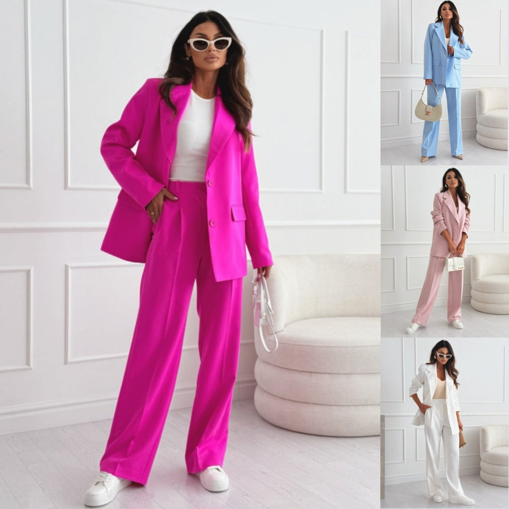 Women's Professional Blazer & Trousers Suit Set – Long Sleeve, Full Length