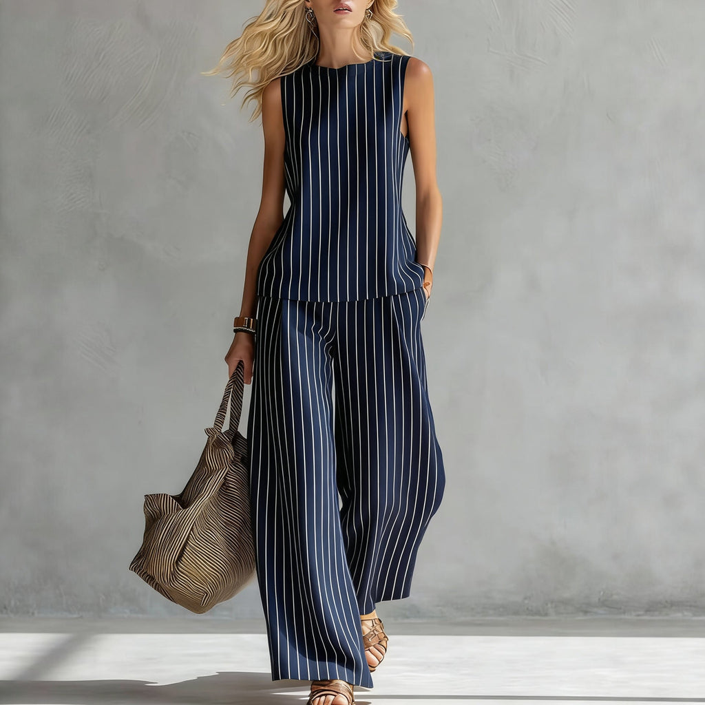 Women's Sleeveless Printed Tank Top & Wide-Leg Pants Two-Piece Set