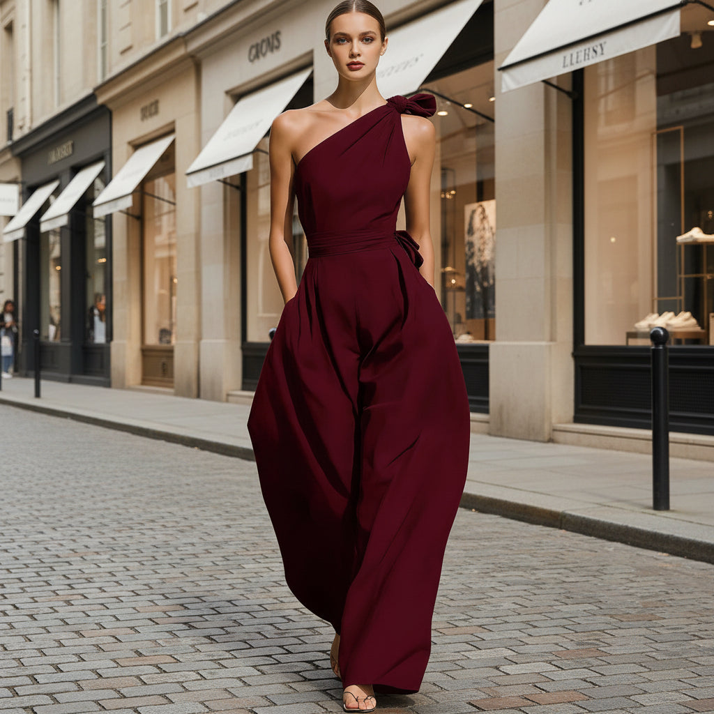 Women's Sleeveless Halter Neck Cinched Waist Slim Jumpsuit – 6 Colors S–2XL