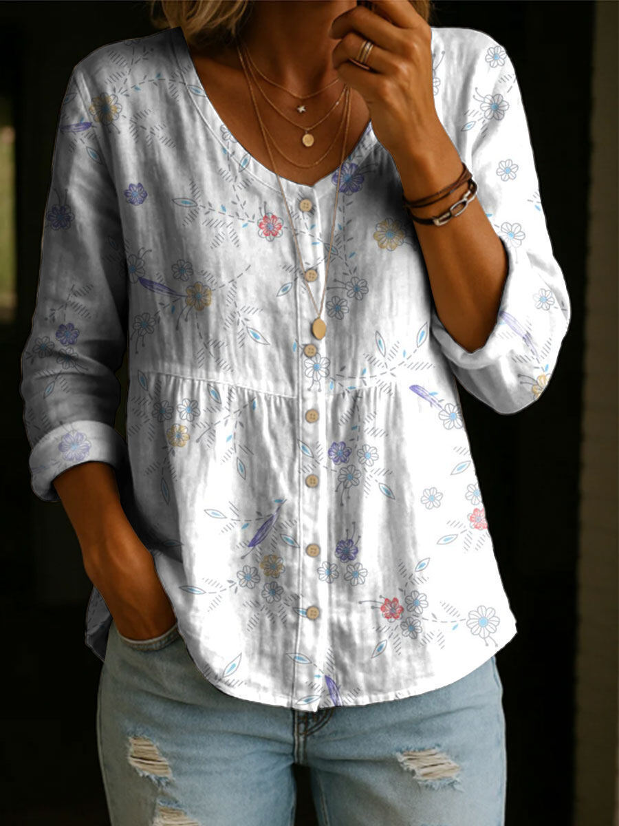 Women's Plus-Size Printed Cardigan – Boho Loose Fit 3/4 Sleeve Top