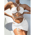 Women's Solid Color Three-Piece Bikini Set