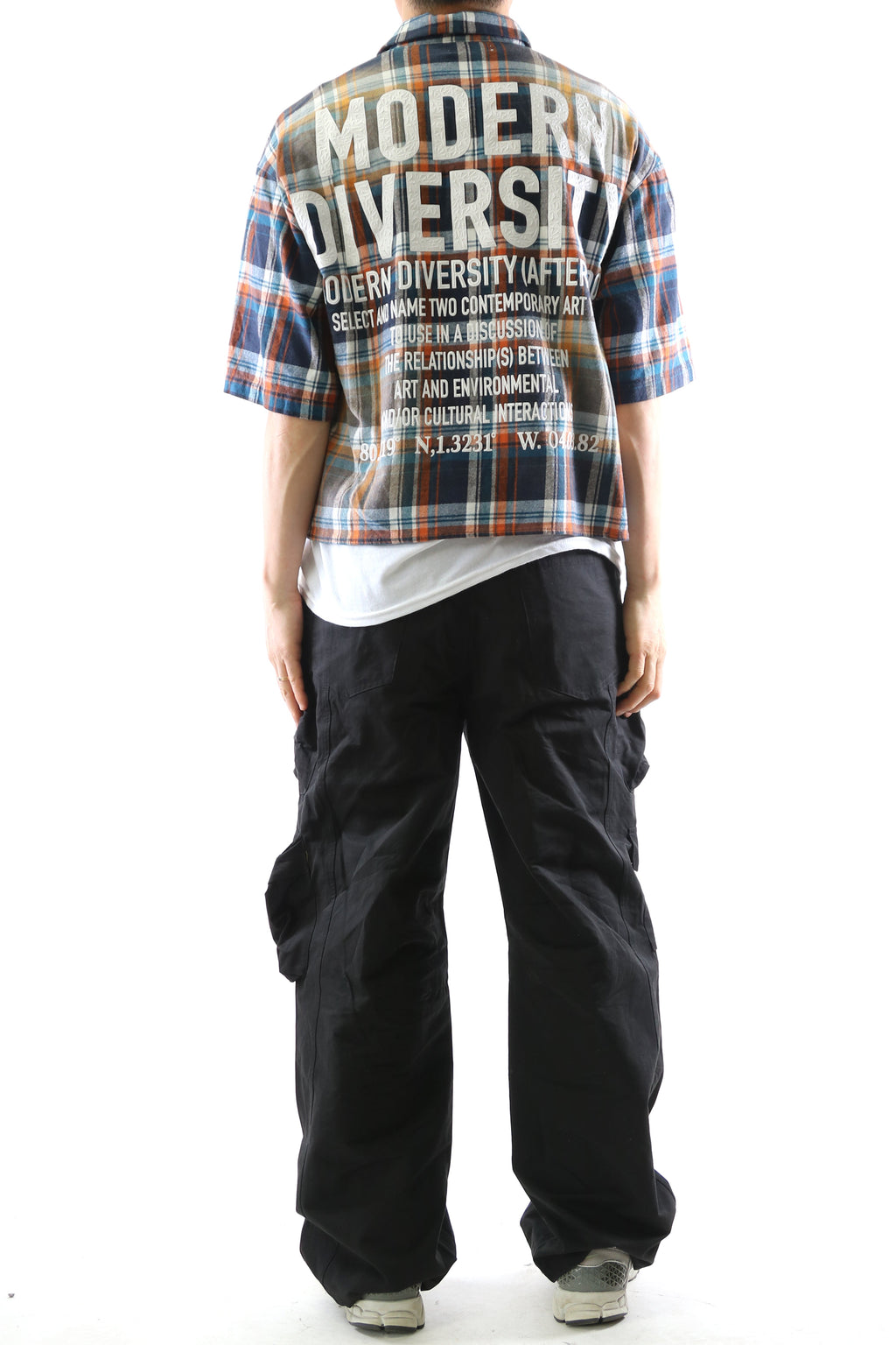 SUIFU Washed Flannel Crop Top Button Down Shirt