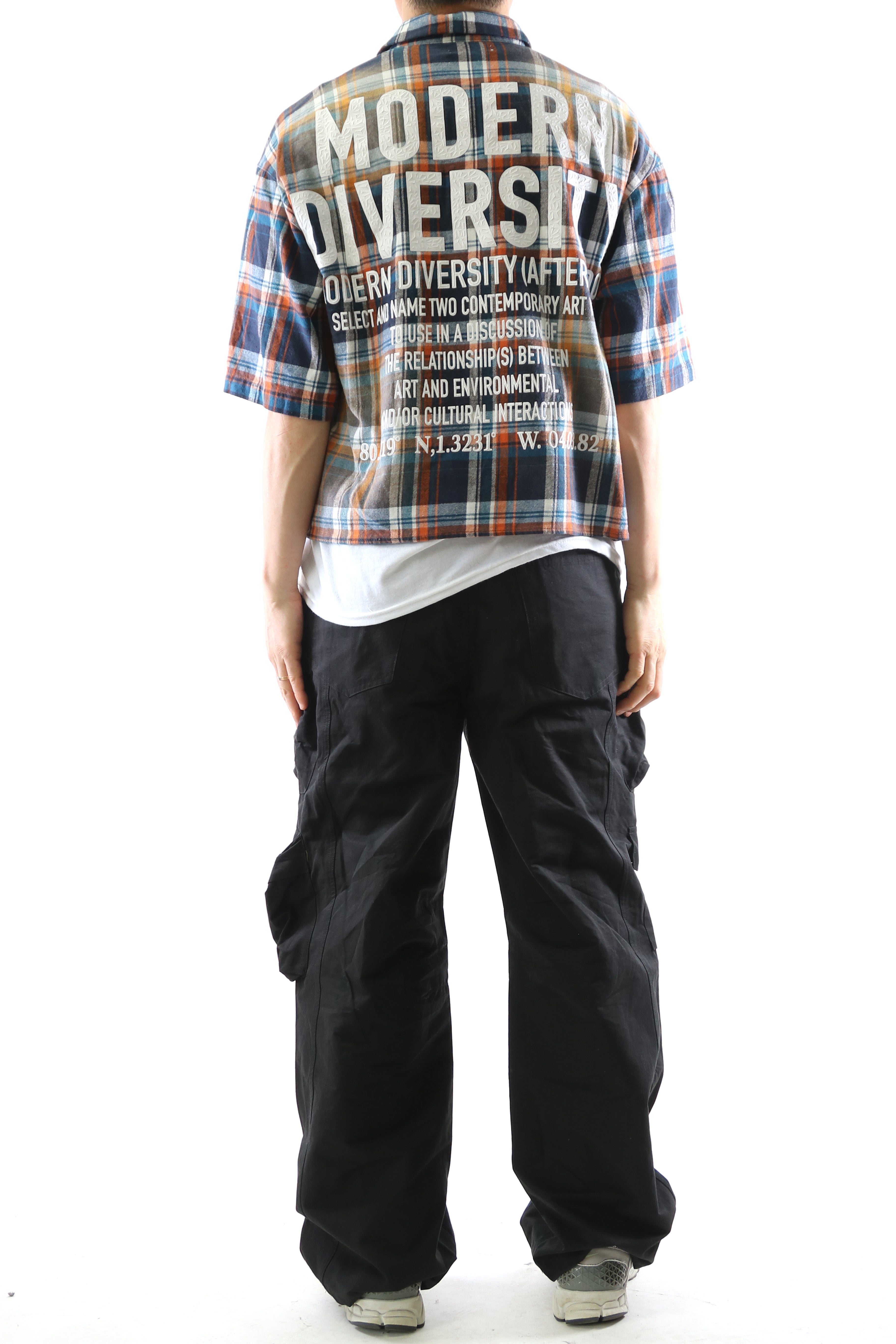 SUIFU Washed Flannel Crop Top Button Down Shirt