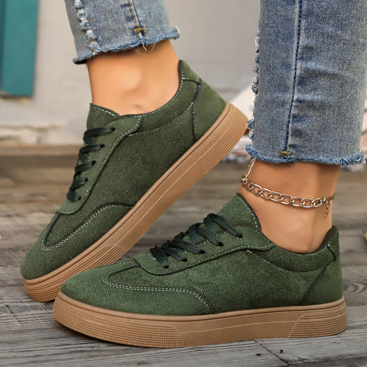 Women’s Round Toe Elegant Student Casual Lace-Up Shoes