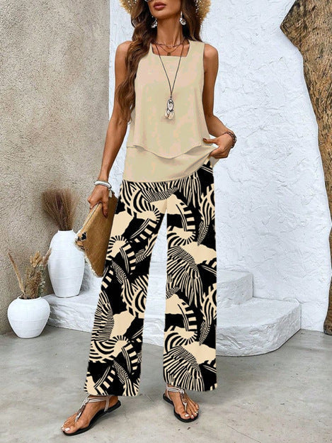 Women's 3D Print Two-Piece Vest & Pants Set – 12 Prints S–5XL