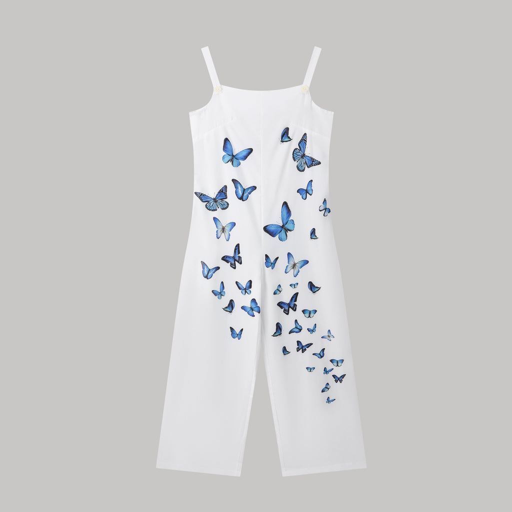 Women's Butterfly Print Overalls – Sleeveless Loose Fit Suspender Pants