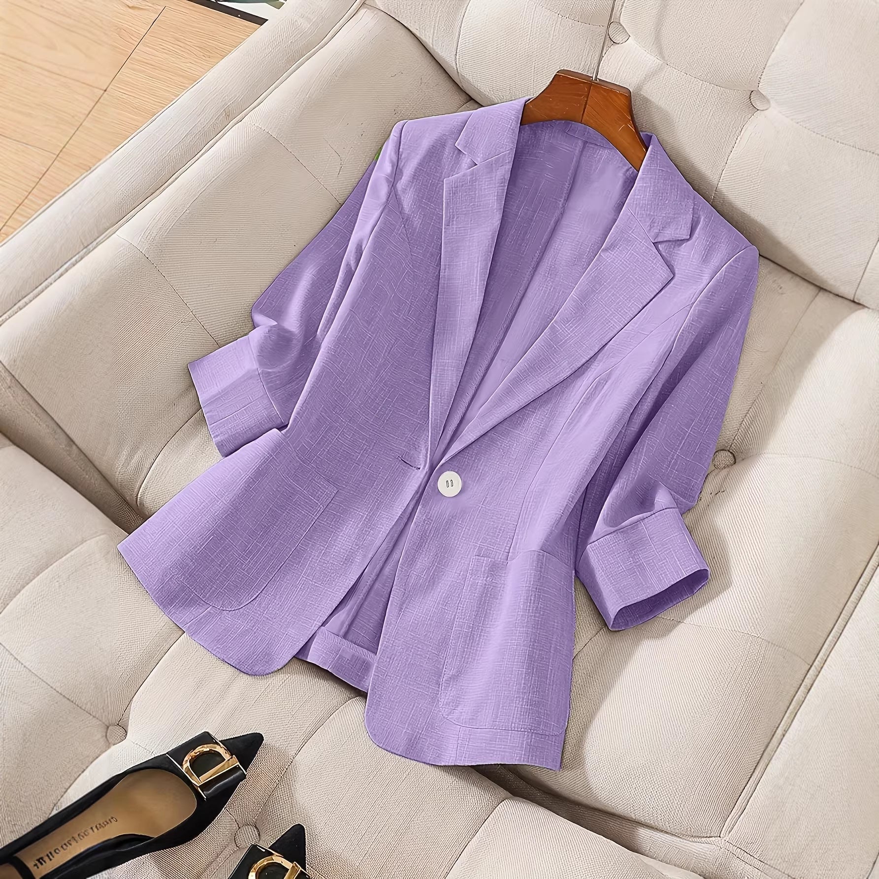 Women's Three-Quarter Sleeve Single-Button Casual Blazer