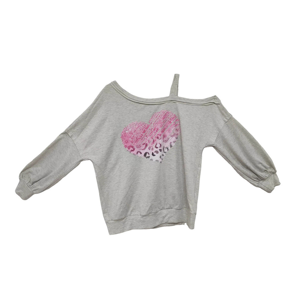 Ladies' Off Shoulder Long Sleeved Printed Love Hoodie