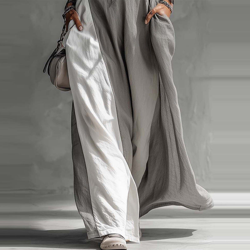 Off-Shoulder Color-Block Flared Maxi Dress with Pockets | 5 Colors