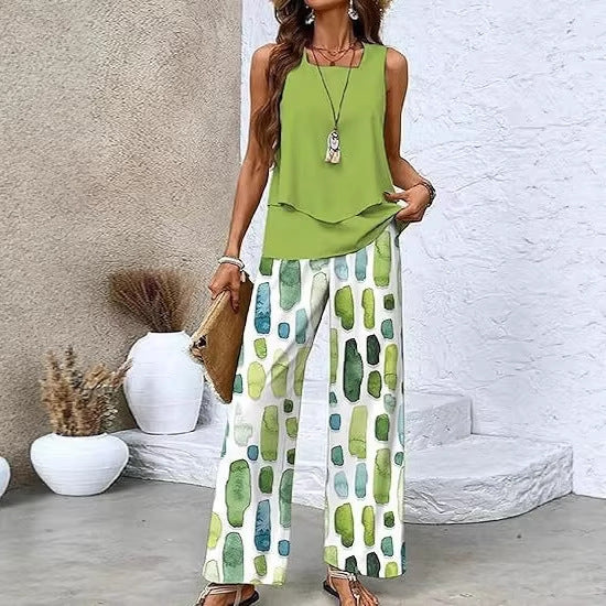 Women's 3D Print Two-Piece Vest & Pants Set – 12 Prints S–5XL