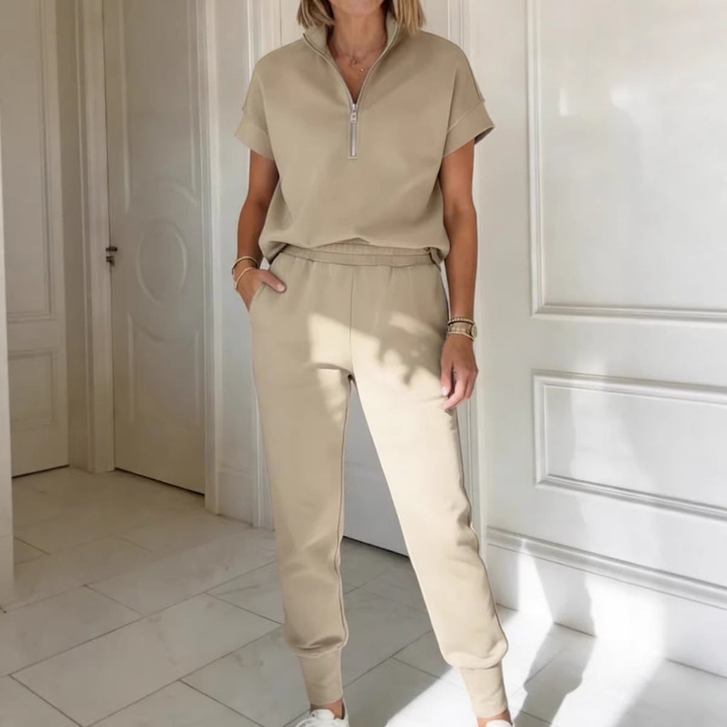 Athleisure Knit 3/4 Sleeve T-Shirt & Pants Set – 3 Colors, S–3XL