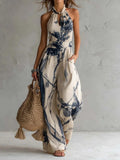 Women's Halter Backless Wide-Leg Jumpsuit | Boho Beach Jumpsuit in 7 Colors