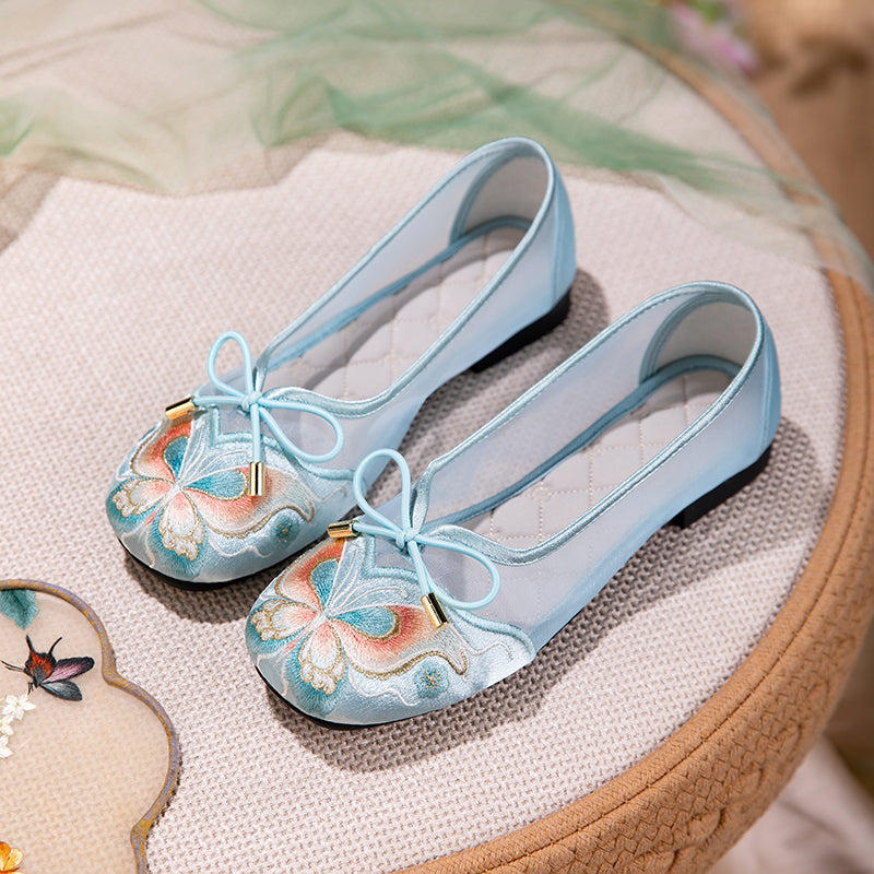 Women's Butterfly Embroidered Mesh Flats – Bow Tie Breathable Shoes
