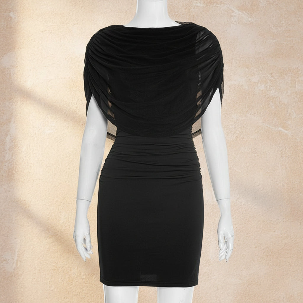 Women's Sleeveless Bodycon Midi Dress with Mesh Paneling – High Waist