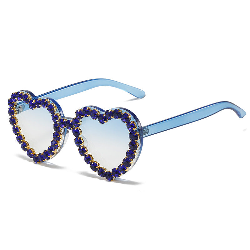 Peach Heart Rhinestone Sunglasses – Y2K INS Style