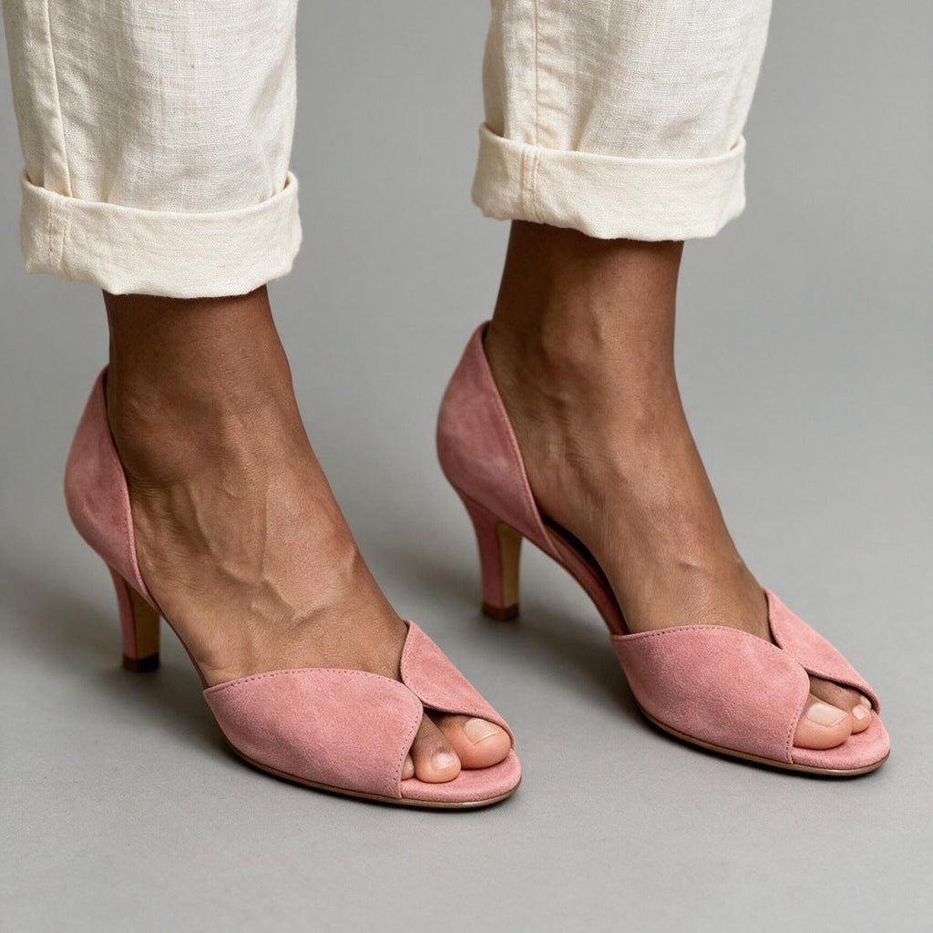 Golden fish mouth slim heel high-heeled open toed sandals for women