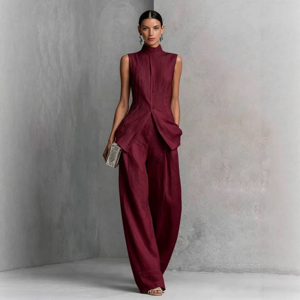 Women's Solid Color Sleeveless Top & Long Pants Two-Piece Set – 4 Colors XS–XXL