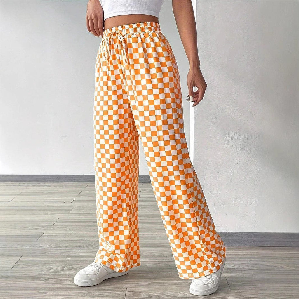Checkerboard High-Waisted Wide-Leg Pants | 4 Colors S–XL