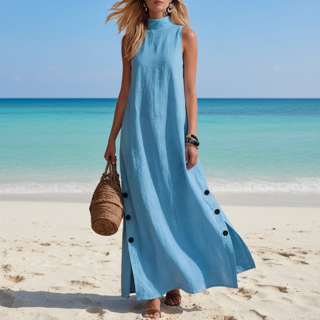 Sleeveless Midi Dress – Side Slits & Loose Fit