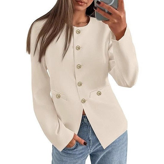 Women’s Round Neck Button Cardigan – Long Sleeve Classic Knit Sweater