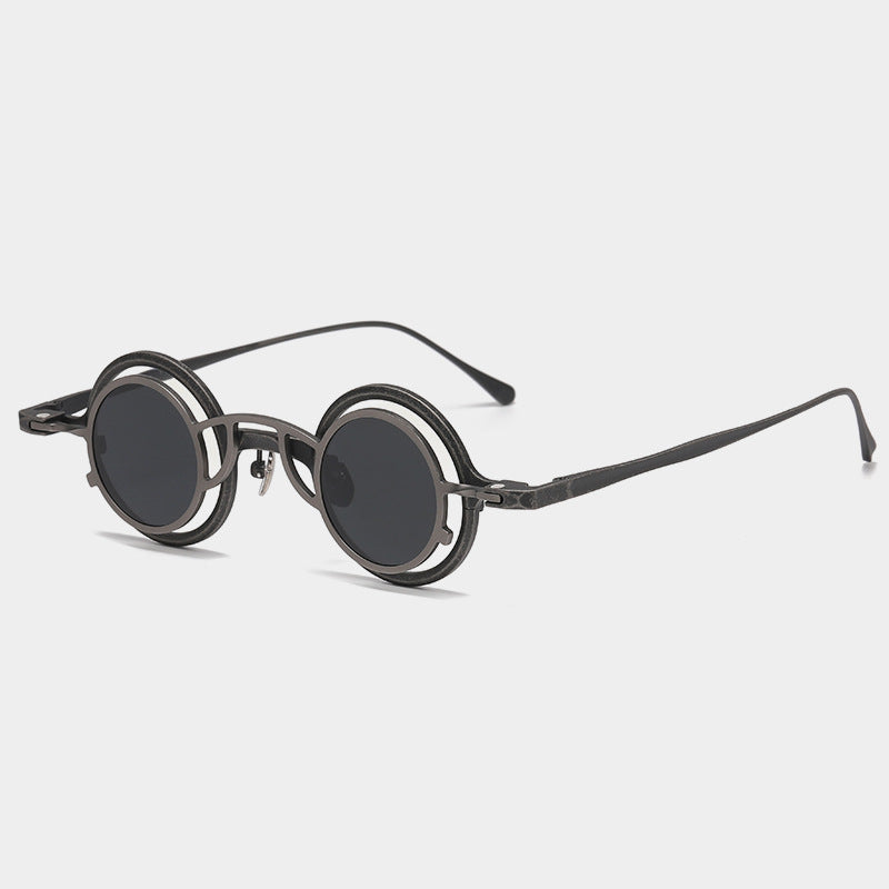 Pure Titanium Small Round Sunglasses – Retro Luxury Shades