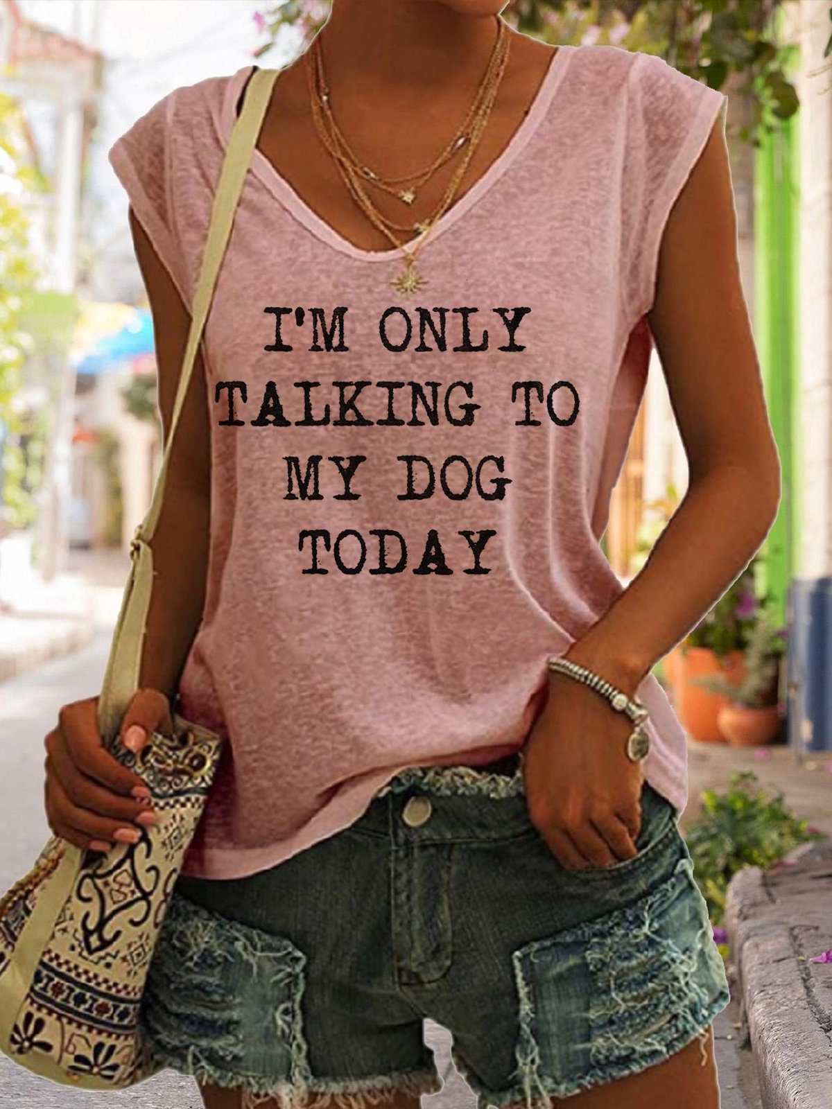 Women's V-Neck Printed Short Sleeve Loose Top – 14 Colors S–4XL