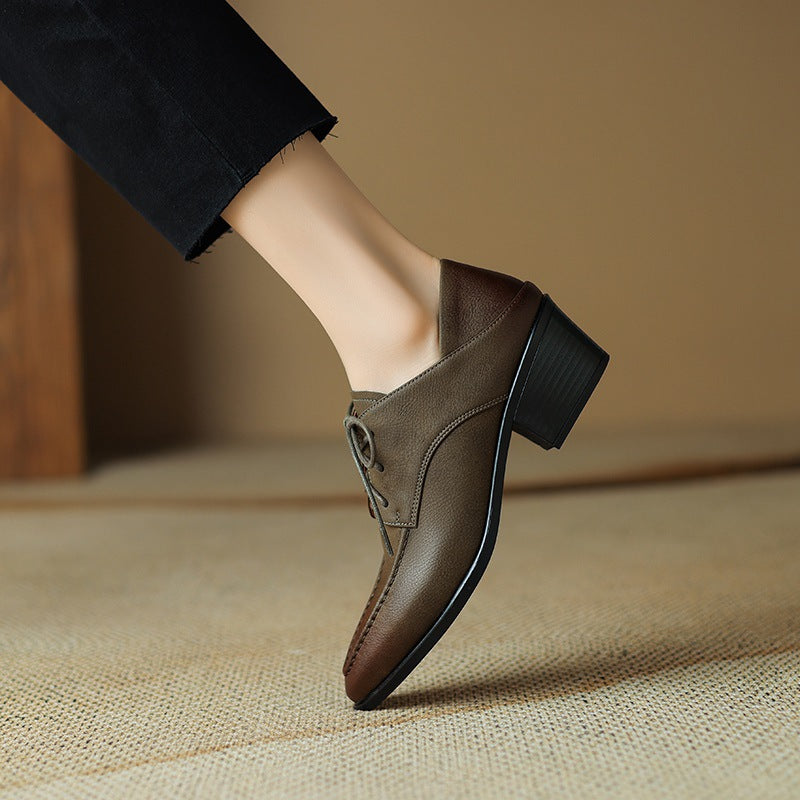 Women's Retro Strap Chunky Heel Pointed-Toe Shoes