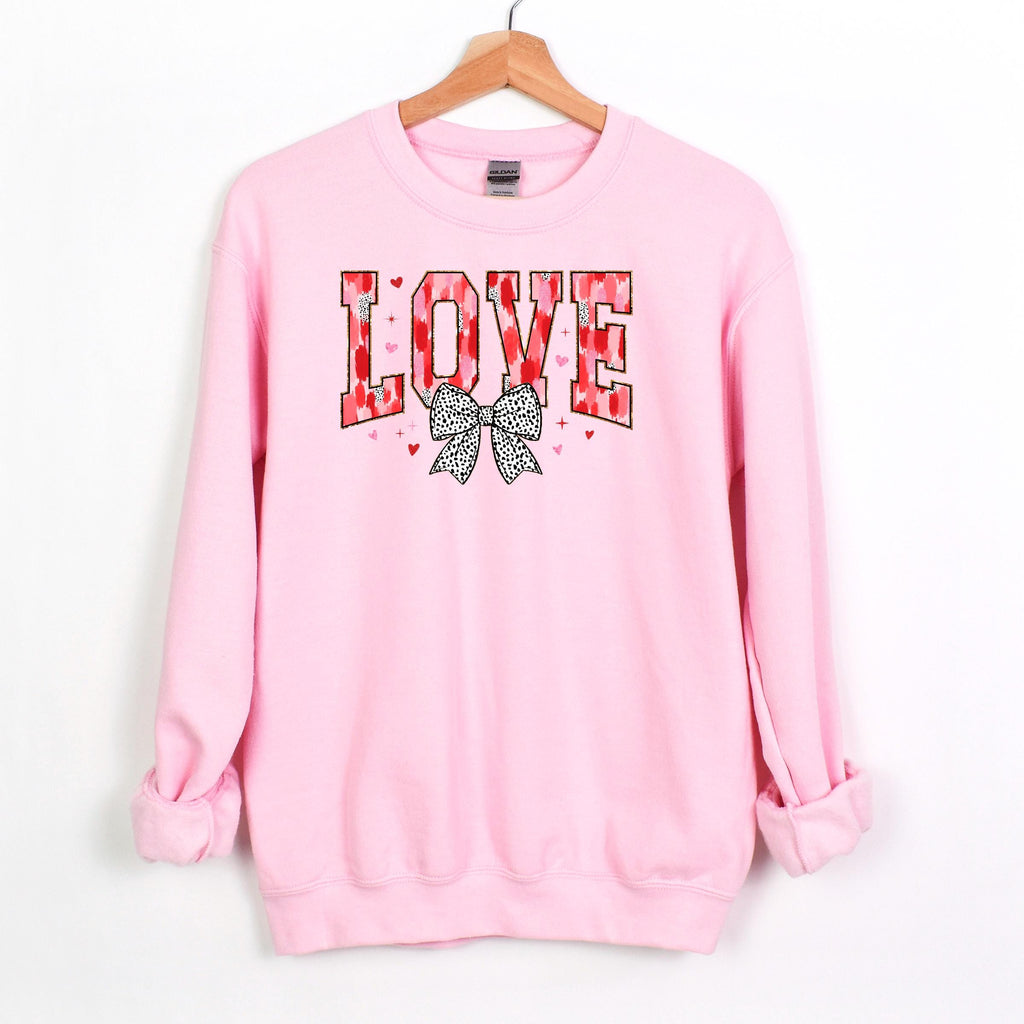 Valentine's Day Sweatshirt - Cute Love Gift Pink Polka Dot Coquette Bow Casual