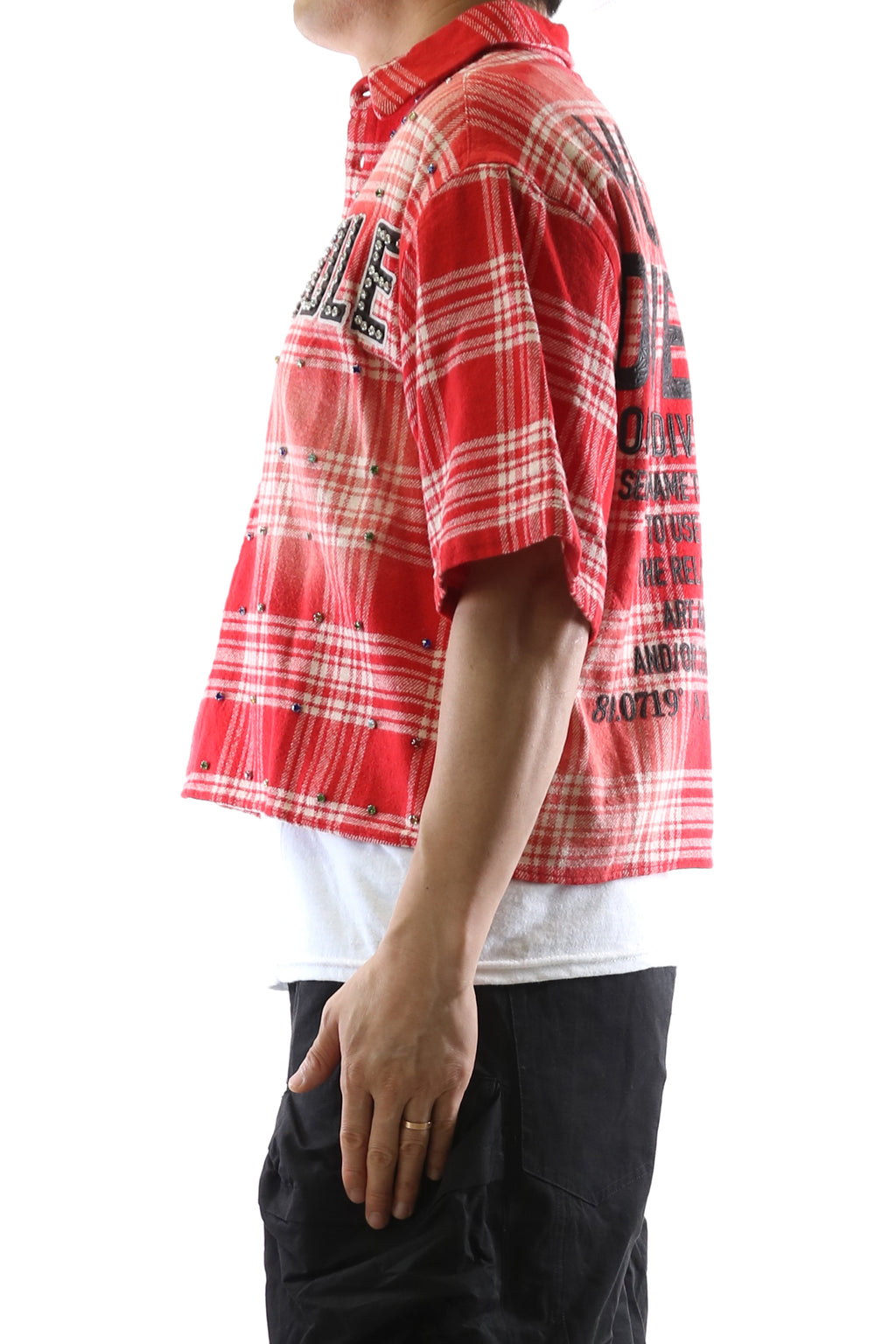 New Liade Washed Flannel Crop Top Button Down Shirt