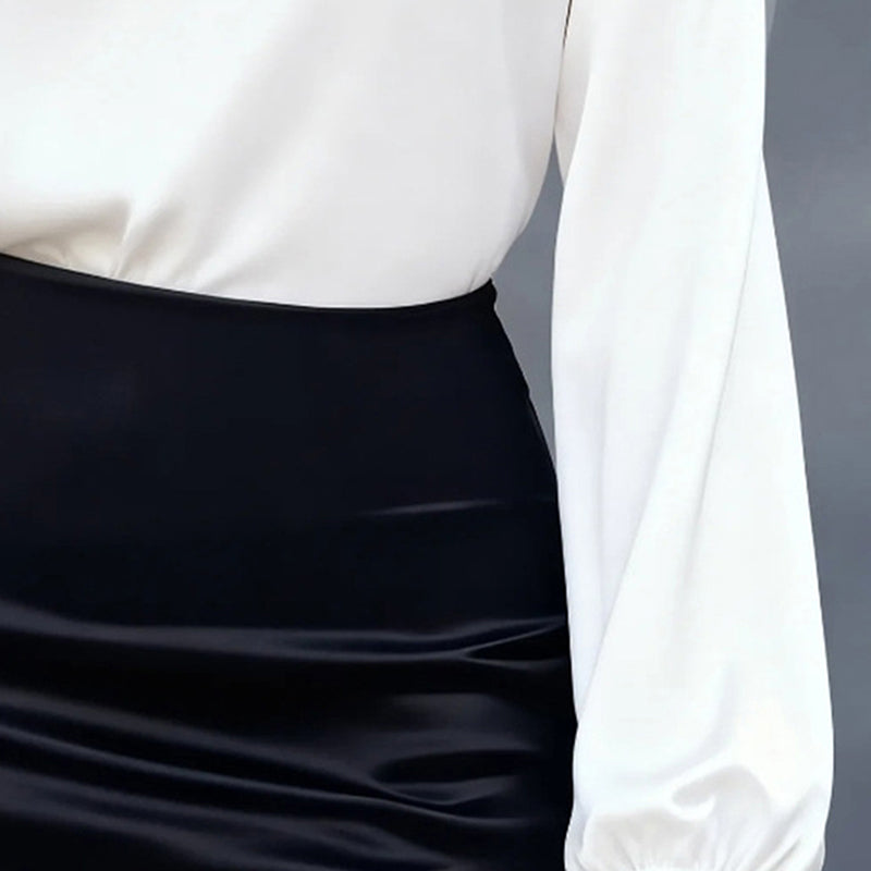 Women’s V‑Neck Business Casual Blouse – Relaxed Fit Long Sleeve Shirt