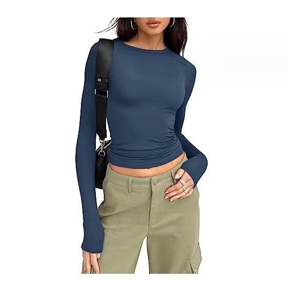 Slim Fit Long Sleeve Shirt | Women's Casual Crop Tops