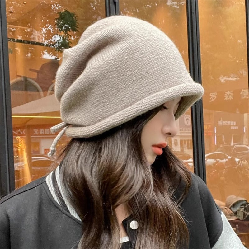 Women’s Stacking Beanie Hat – Soft Curling Knit Hat for Autumn & Winter