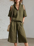 Short-Sleeve Shirt & Loose Shorts Two-Piece Set | Casual