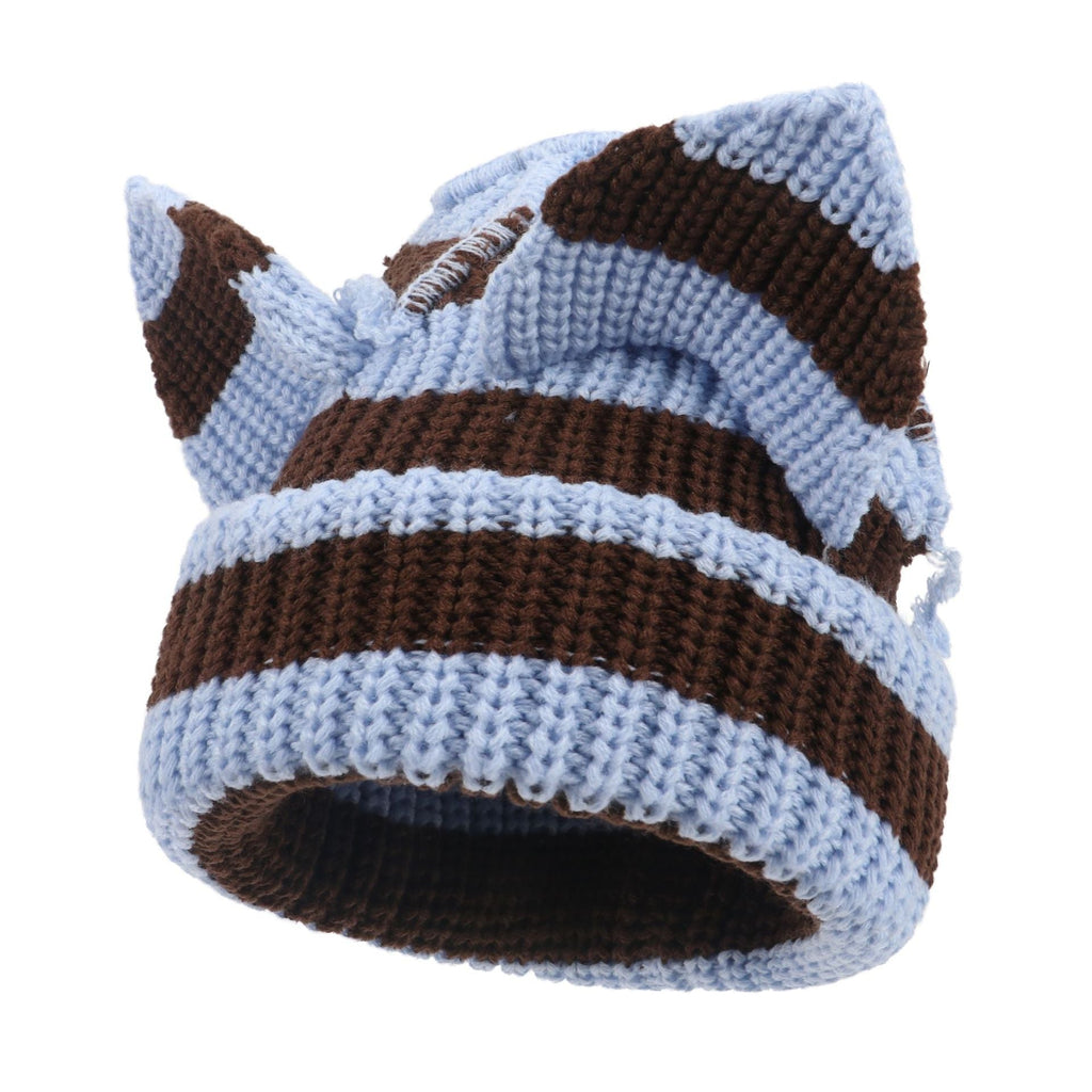Women’s Thickened Acrylic Knitted Hat with Devil Ears | Cozy Beanie