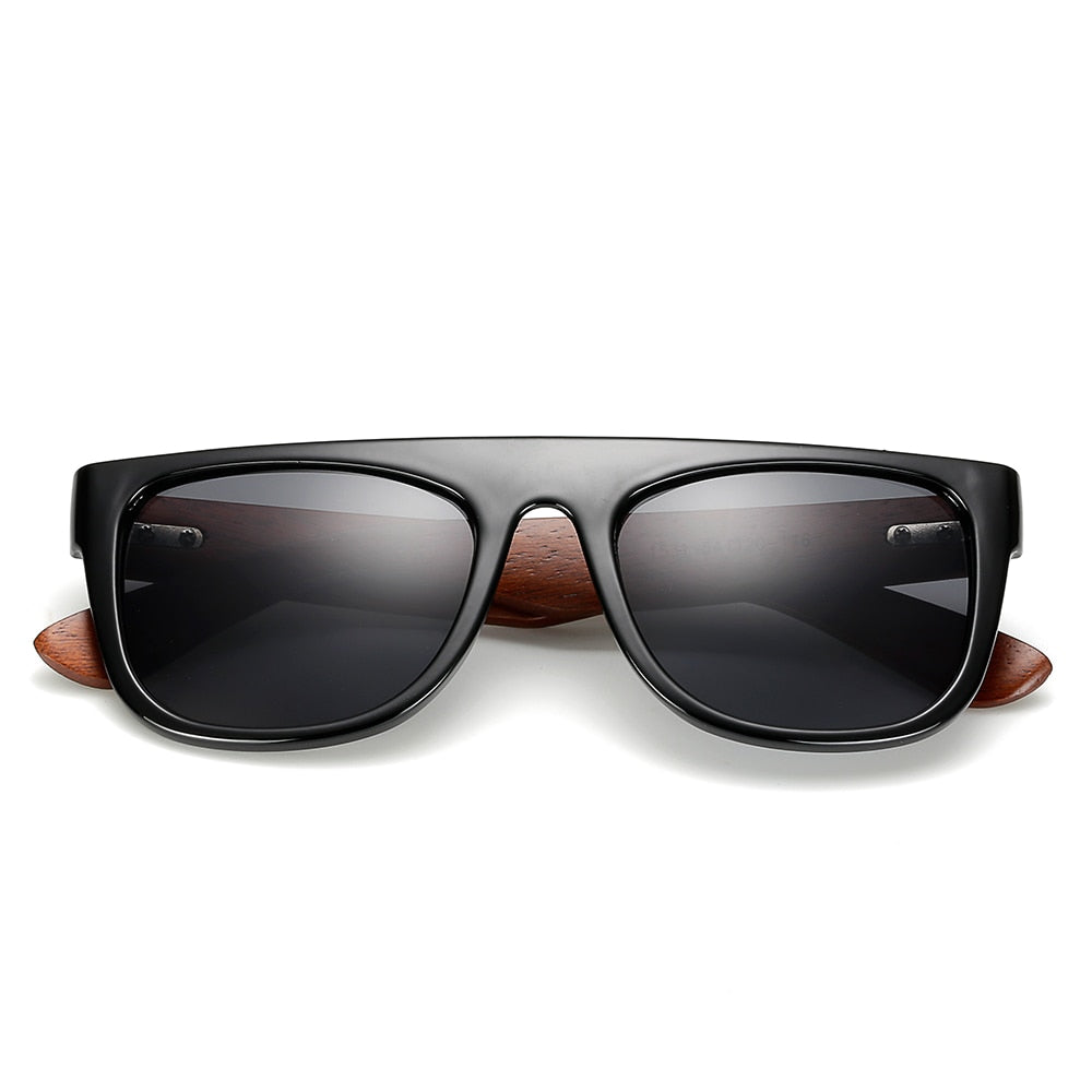 Bamboo Wooden Arms Sunglasses Men Women Black Sunglass
