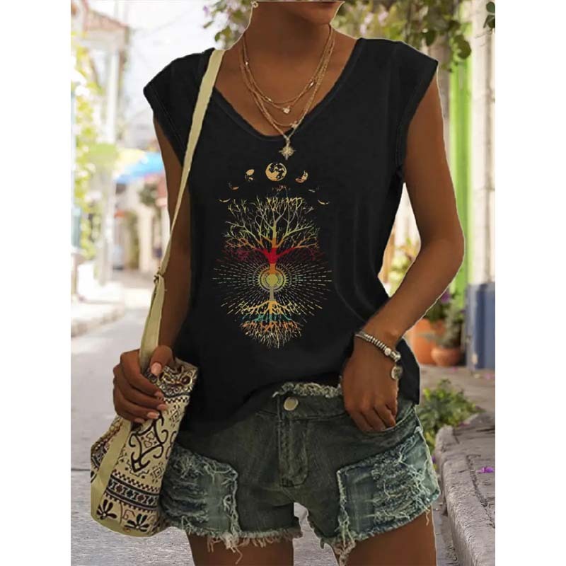Women's Bohemian Moon And Tree Graphic Tee
