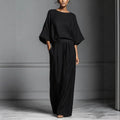 Women’s Flared-Sleeve Linen Suit Two Piece Set