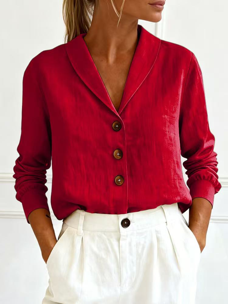 Women's Peter Pan Collar Button-Up Shirt – 6 Colors S–3XL