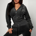 Zip Pocket Drawstring Hooded Crop Top & Slim Fit Pocket Pants