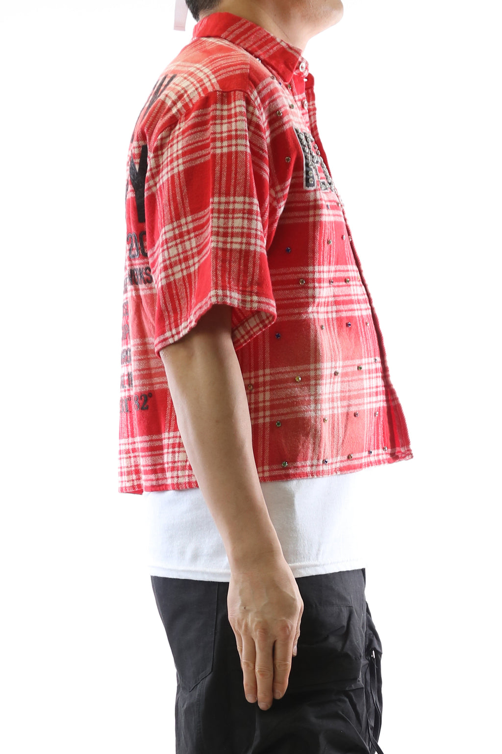 New Liade Washed Flannel Crop Top Button Down Shirt