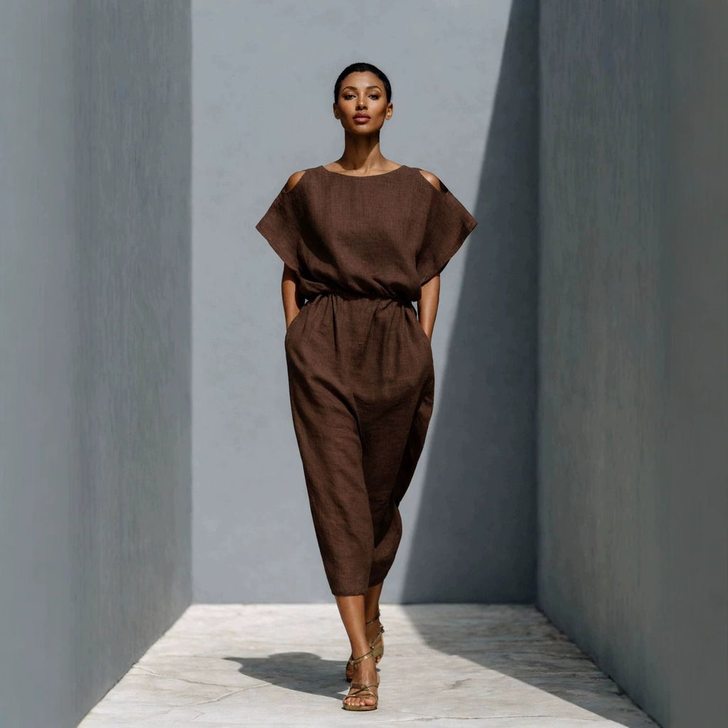 Women's Batwing Sleeve Off-Shoulder Elastic Waist Maxi Dress
