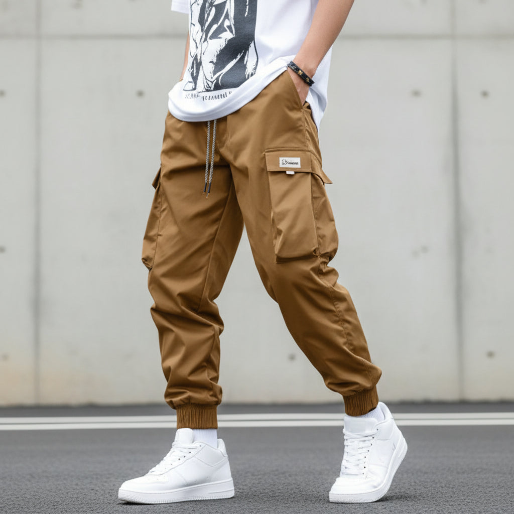 Men’s Multi‑Pocket Drawstring Cargo Pants