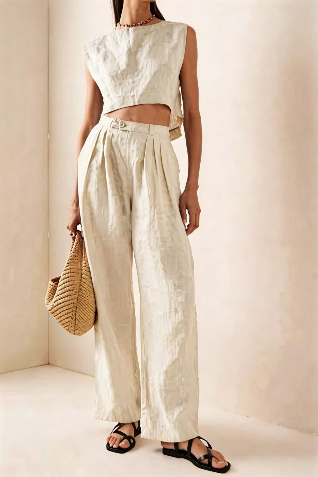 Women's Crew-Neck Loose Casual Two-Piece Set – Breathable T-Shirt & Pants