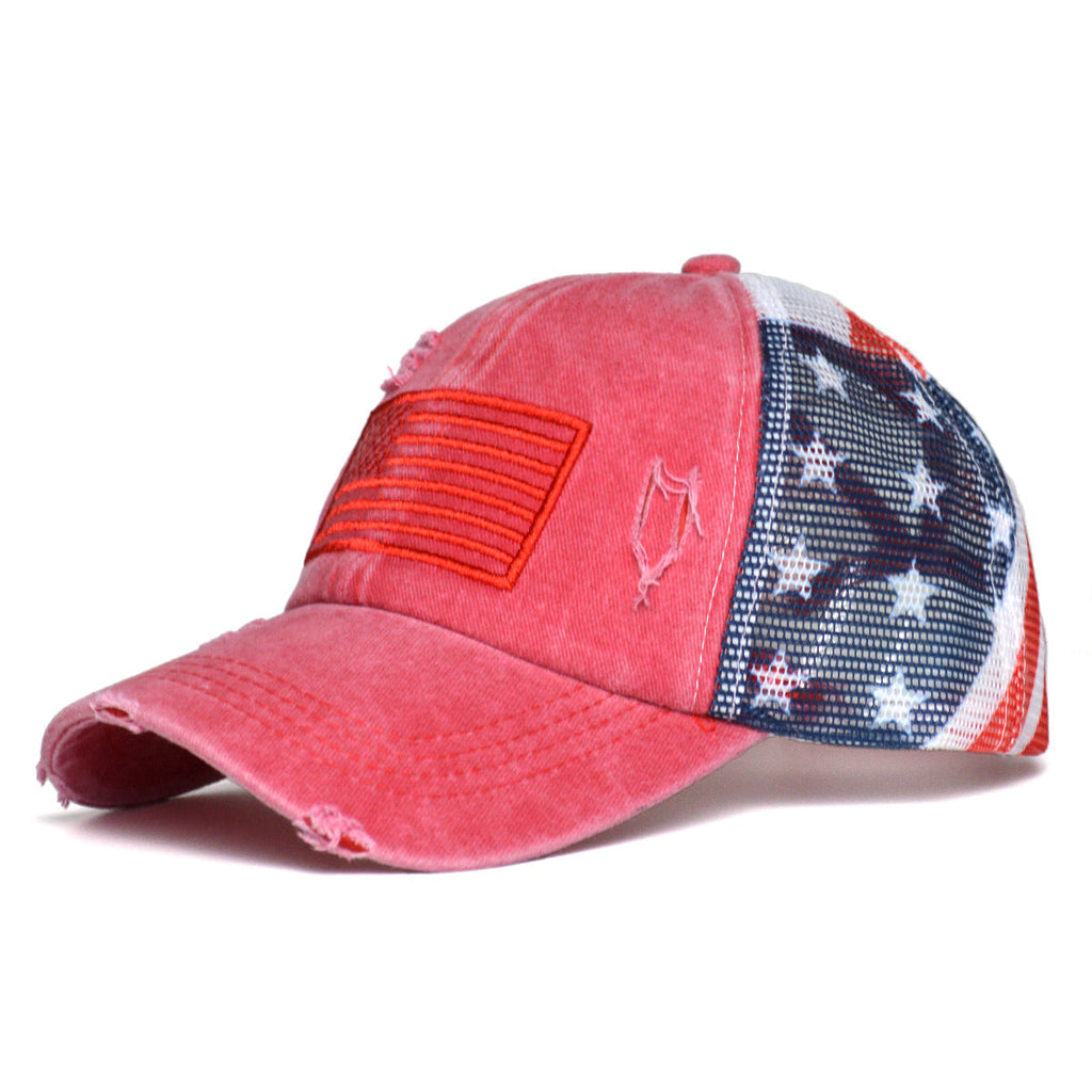 Women's Ripped Embroidered Baseball Cap – Breathable Dome Top Polyester Hat