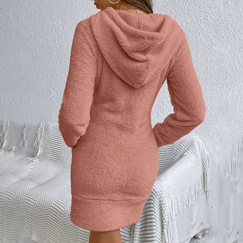 Women's Fuzzy Hoodie Dress