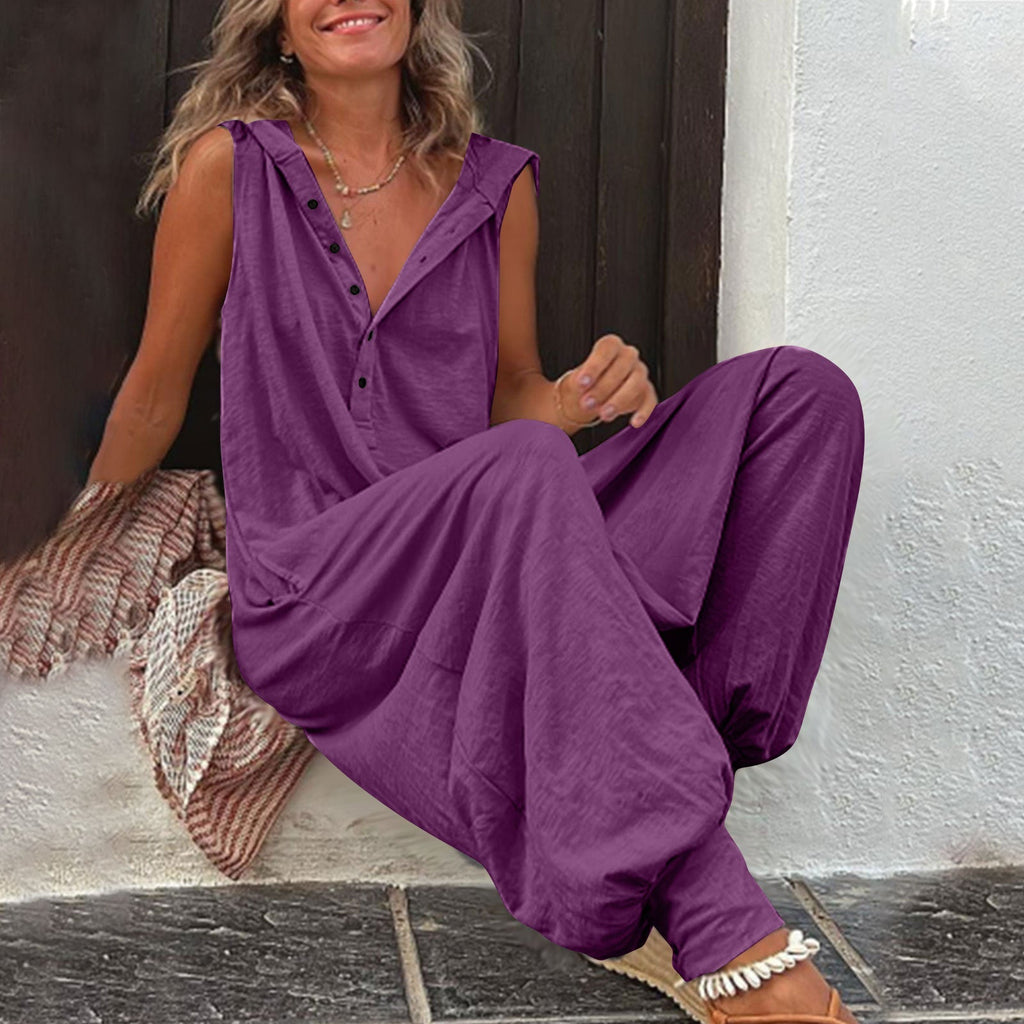 Women’s Sleeveless Hooded Relaxed Fit Jumpsuit