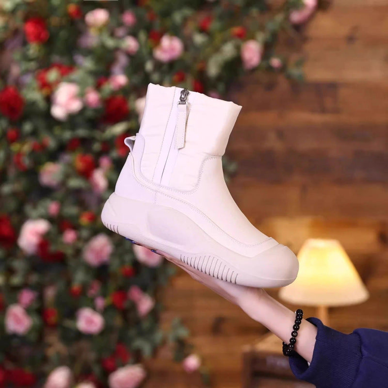 Women’s Winter Plush Snow Boots – Waterproof Side Zip Thick Sole Boots