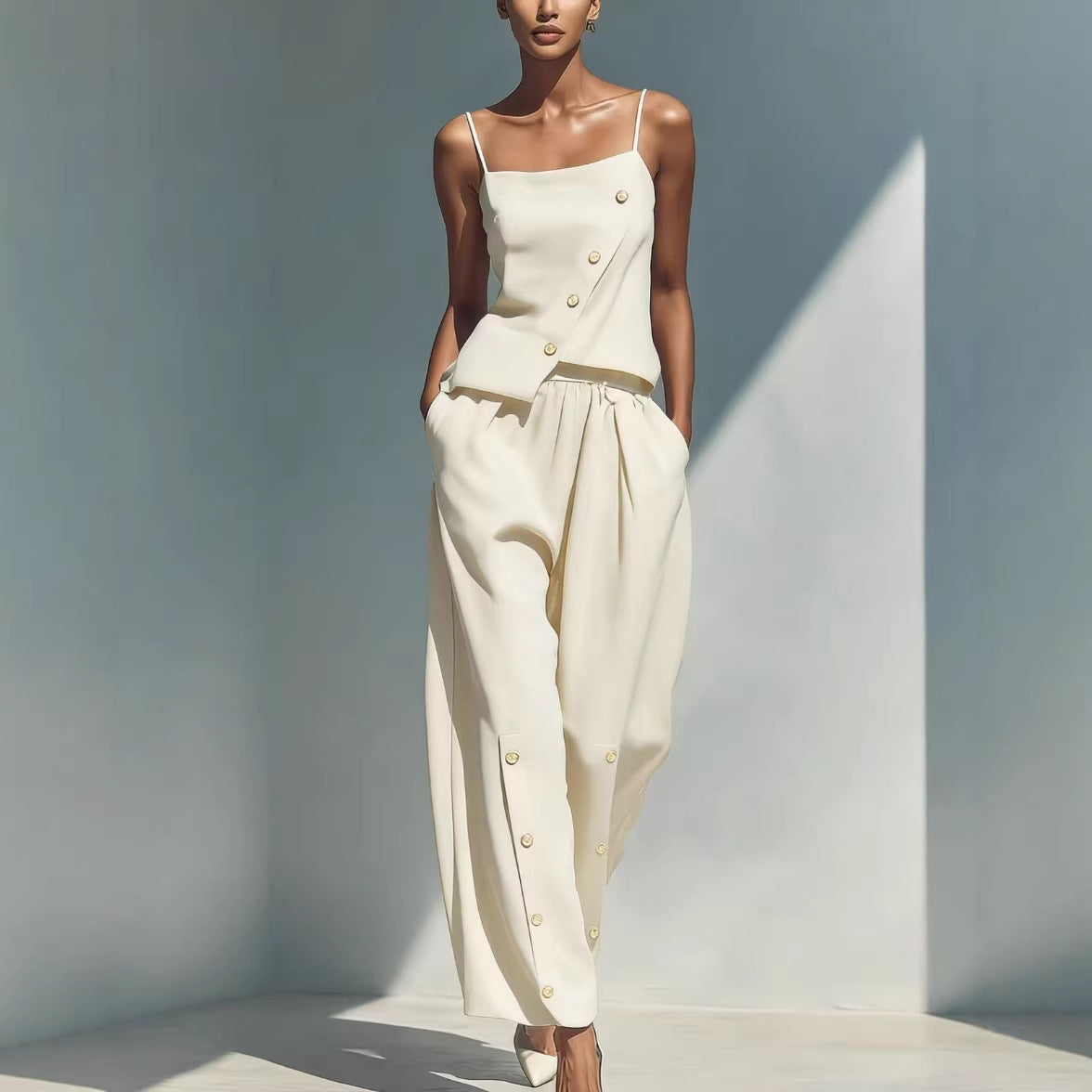 Women's Gold-Buckle Camisole & Pants Two-Piece Set
