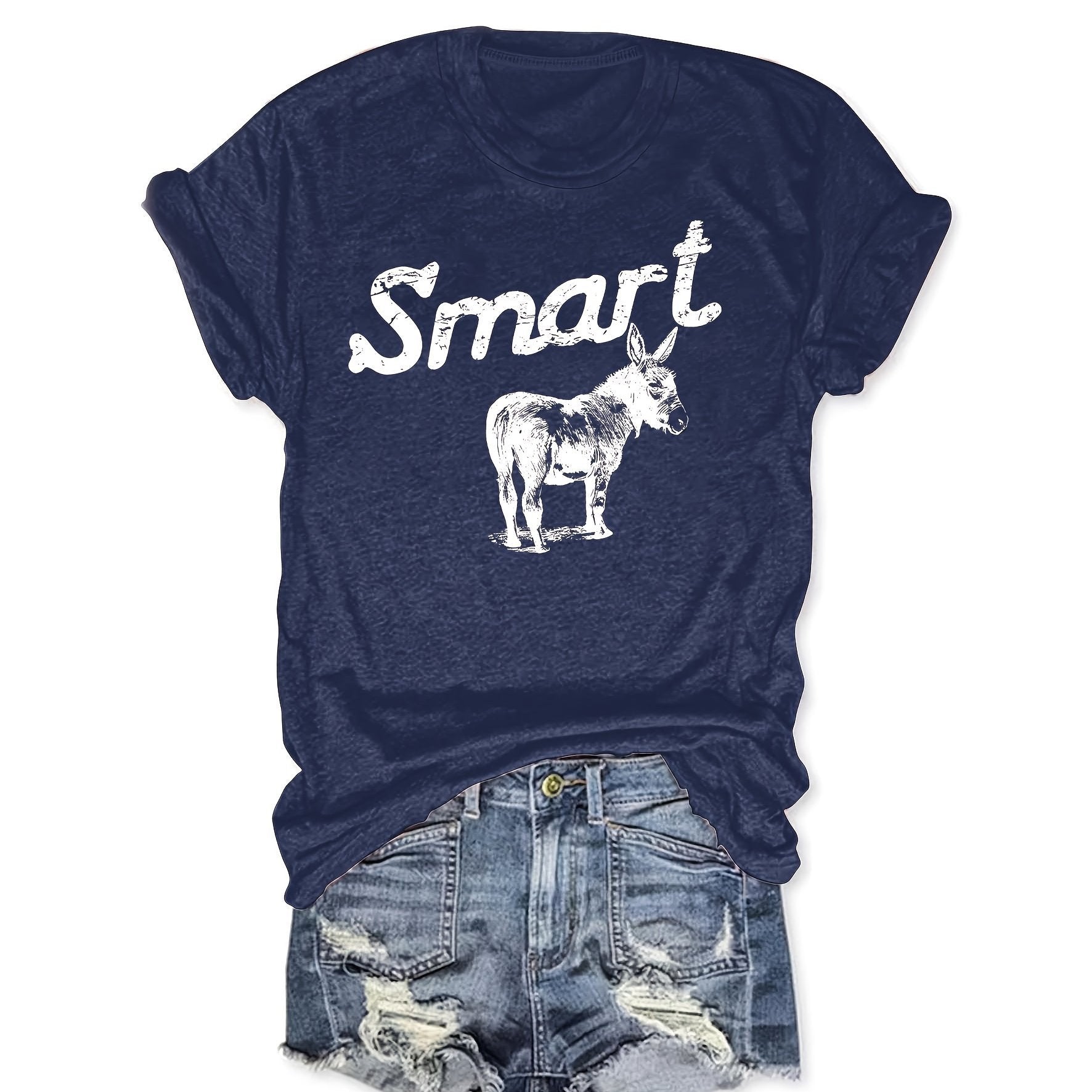Women's Round Neck Short Sleeve T-Shirt - Casual Summer Top